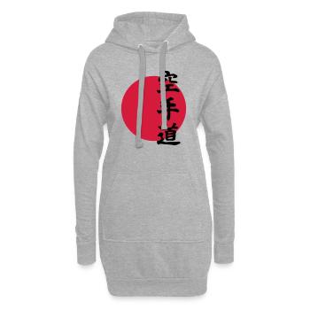 karaté - Sweat-shirt à capuche long Femme - gris chiné - Devant