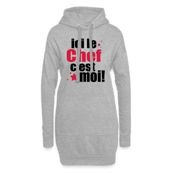 ICI LE chef C'est moi - Sweat-shirt à capuche long Femme - gris chiné - Devant