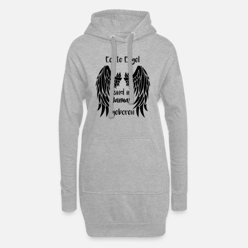 Engel Januar Geburtstag Geschenk Monat Flügel - Hoodie-Kleid - Grau meliert