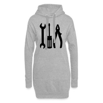 Outil mécanique - Sweat-shirt à capuche long Femme - gris chiné - Devant