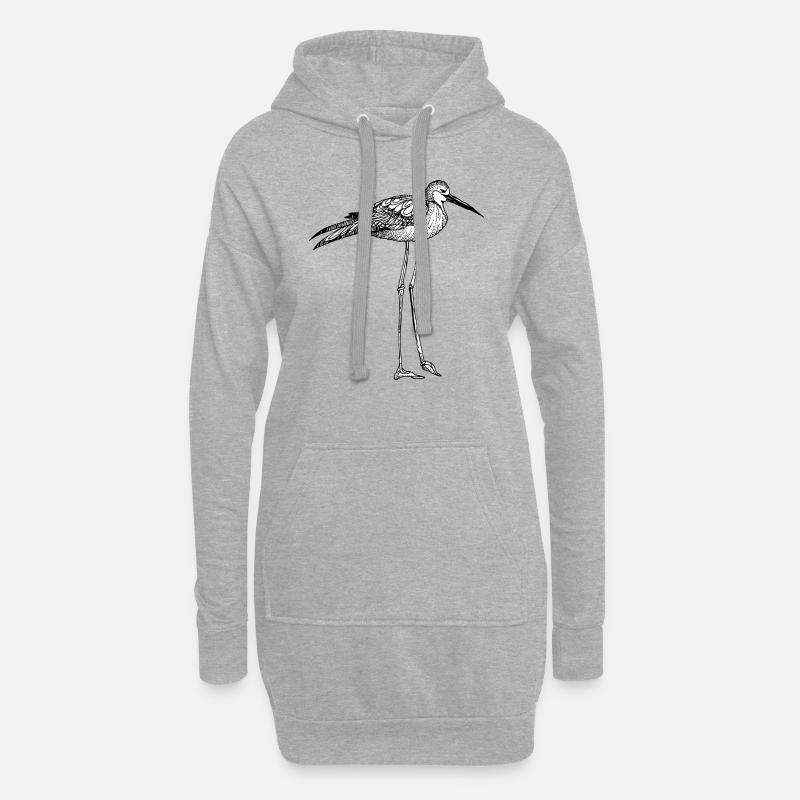 Vogel - Hoodie-Kleid - Grau meliert