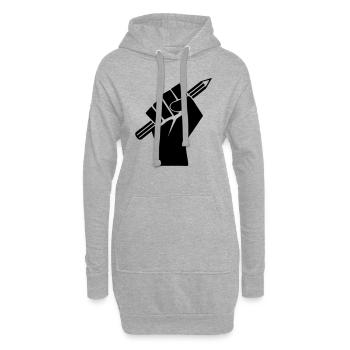 Liberté de la presse - Sweat-shirt à capuche long Femme - gris chiné - Devant
