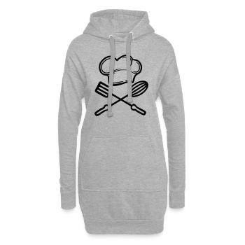 ruehrgeraet wender 2 emblem kochmuetze hut chef ko - Hoodie-Kleid - Grau meliert - Vorne