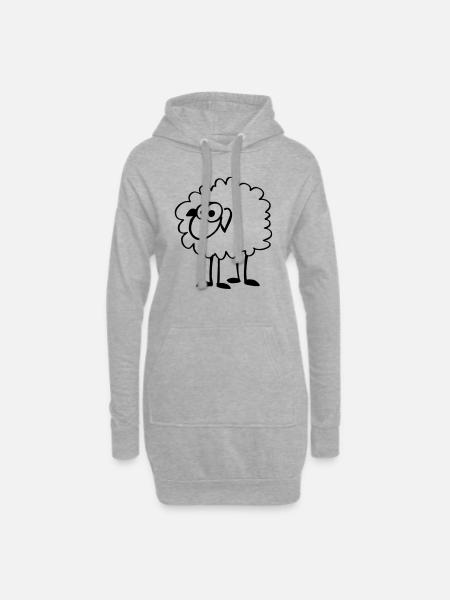 Mouton drôle - Sweat-shirt à capuche long Femme - gris chiné