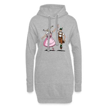 Paire dans Dirndl et culotte - Sweat-shirt à capuche long Femme - gris chiné - Devant