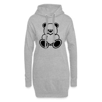 Teddy Bär mit Herz - Hoodie-Kleid - Grau meliert - Vorne