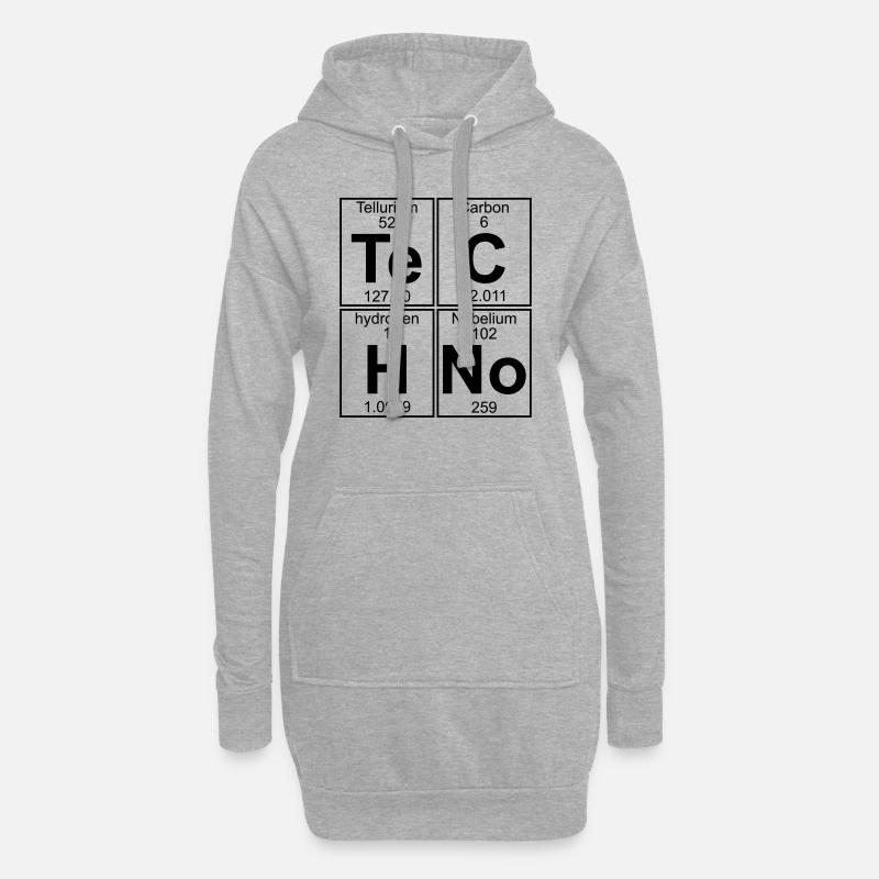 Te-C-H-No (techno) - Hoodie-Kleid - Grau meliert