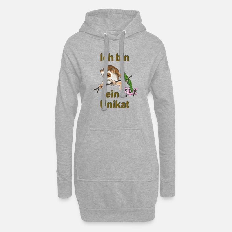 Ich bin ein Unikat, Plumplori - Hoodie-Kleid - Grau meliert