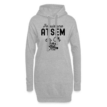 je suis une atsem en or - Sweat-shirt à capuche long Femme - gris chiné - Devant