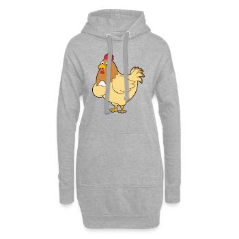 Poulet - Sweat-shirt à capuche long Femme - gris chiné - Devant