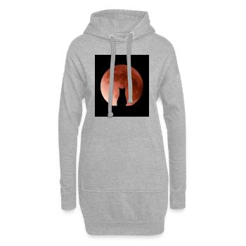 Chat admirant la Lune - Sweat-shirt à capuche long Femme - gris chiné - Devant