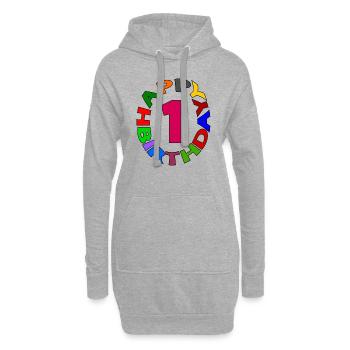 Happy Birthday 1 - Hoodie-Kleid - Grau meliert - Vorne