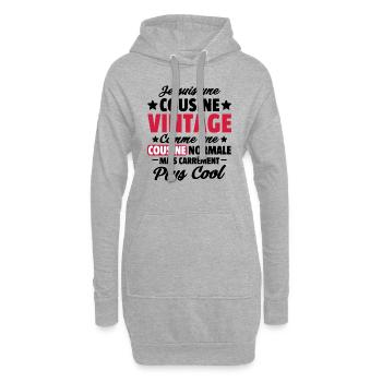 cousine vintage / cadeau humour cousine - Sweat-shirt à capuche long Femme - gris chiné - Devant