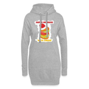 Joyeuses fêtes avec cheese burger - Sweat-shirt à capuche long Femme - gris chiné - Devant