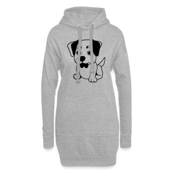 Hund Cartoon süß lustig Hunde Tier Welpe Vektor 1 - Hoodie-Kleid - Grau meliert - Vorne
