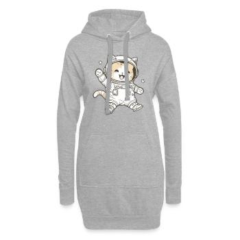 Kawaii mignon Happy Astronaut Cat - Sweat-shirt à capuche long Femme - gris chiné - Devant