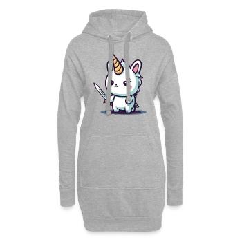 Licorne bad ass - Sweat-shirt à capuche long Femme - gris chiné - Devant
