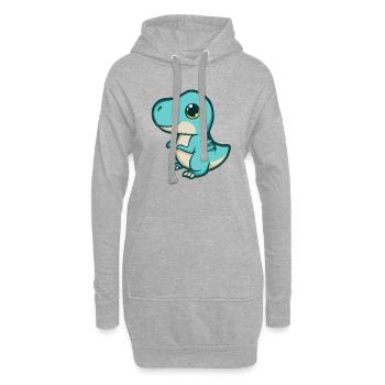 hugadino Baby T-Rex, Dino, süßer Dinosaurier - Hoodie-Kleid - Grau meliert - Vorne