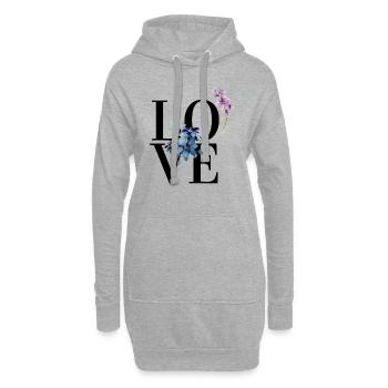 Blumen, Liebe, Love Design - Hoodie-Kleid - Grau meliert - Vorne
