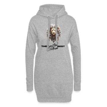 Lion royal en plume doree - Sweat-shirt à capuche long Femme - gris chiné - Devant
