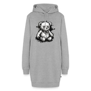Teddybär / Kuscheltier / Stofftier / Geschenkidee - Hoodie-Kleid - Grau meliert - Vorne