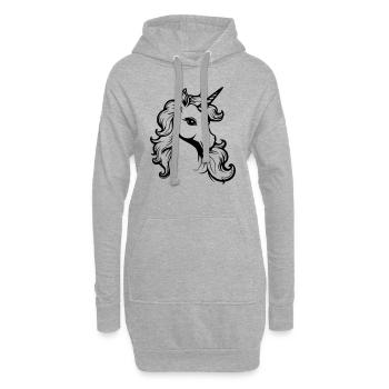 niedliches kleines Einhorn - Hoodie-Kleid - Grau meliert - Vorne