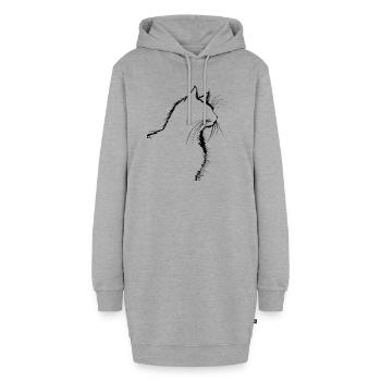 Katze, katzenmotiv - Hoodie-Kleid - Grau meliert - Vorne