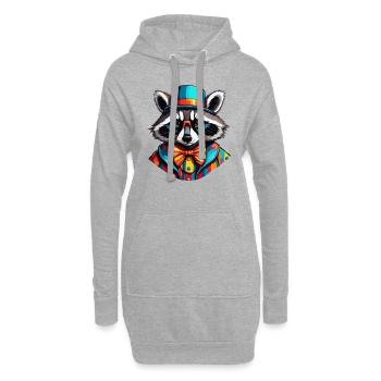 Clown Animal / Cirque / Drôle / Coloré / Raton laveur - Sweat-shirt à capuche long Femme - gris chiné - Devant