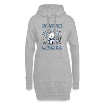 Ma sœur m’aime - Dictons de bébé - Meine Schweste - Sweat-shirt à capuche long Femme - gris chiné - Devant