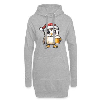 Eule Weihnachten Bier - Hoodie-Kleid - Grau meliert - Vorne