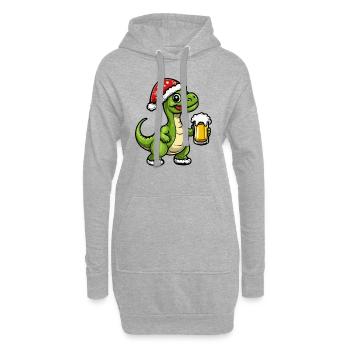 Dinosaurier brontosaurus Weihnachten Bier - Hoodie-Kleid - Grau meliert - Vorne