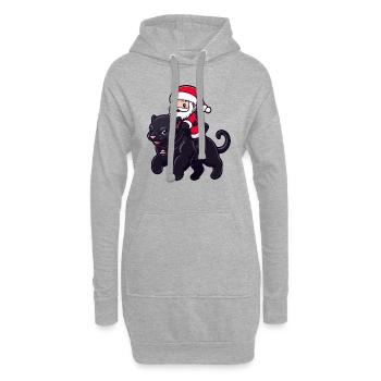Panthère Père Noël dessin animé - Sweat-shirt à capuche long Femme - gris chiné - Devant
