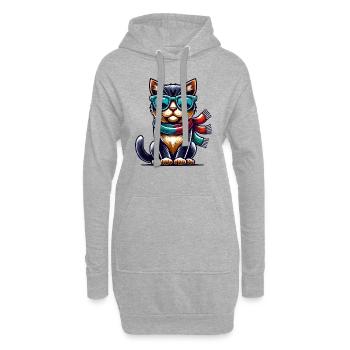 Lunettes de soleil chat BD - Sweat-shirt à capuche long Femme - gris chiné - Devant
