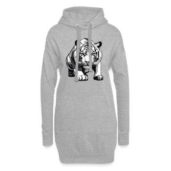 Tigre - Design animalier - Sweat-shirt à capuche long Femme - gris chiné - Devant