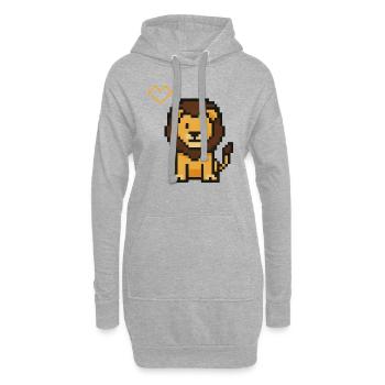 Lion Pixel - Sweat-shirt à capuche long Femme - gris chiné - Devant