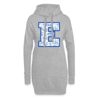 Chinoiserie mit Buchstabe e in Blau - Hoodie-Kleid - Grau meliert - Vorne