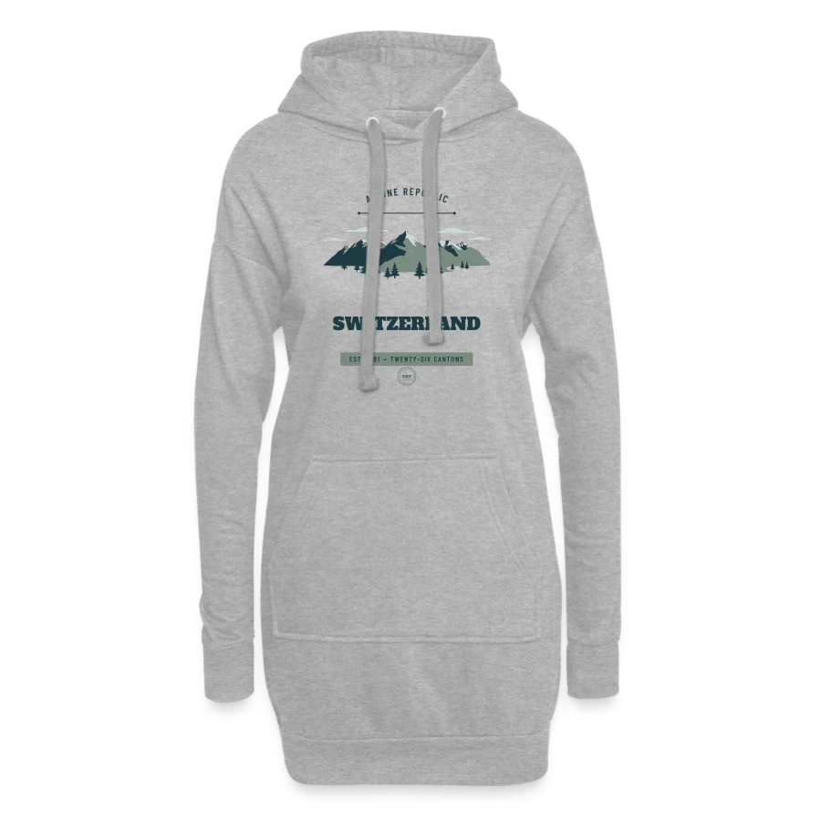 Switzerland badge on a hoodie dress, heather grey