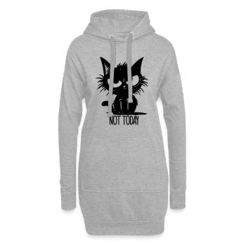 Pas aujourd’hui idée cadeau chat - Sweat-shirt à capuche long Femme - gris chiné - Devant