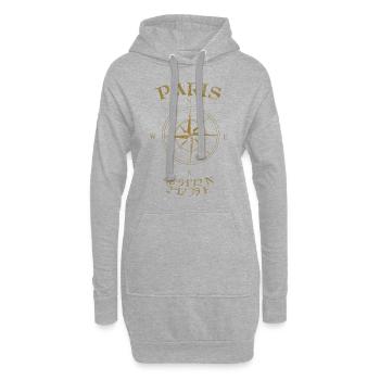 Boussole Coordonnées GPS Paris - Sweat-shirt à capuche long Femme - gris chiné - Devant