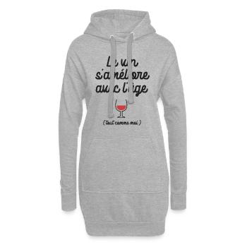 le vin s améliore avec l âge anniversaire décénie - Sweat-shirt à capuche long Femme - gris chiné - Devant