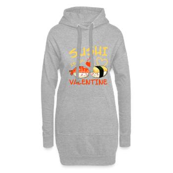 Sushi is my Valentine funny saying cute kawai gift - Hoodie-Kleid - Grau meliert - Vorne