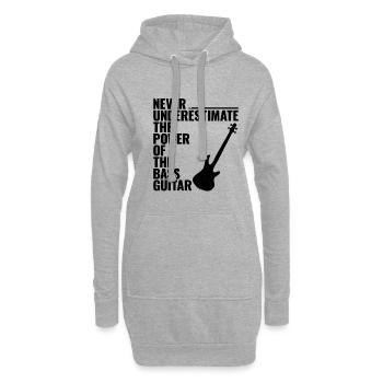 NEVER UNDERESTIMATE THE POWER OF THE bass guitar - Hoodie-Kleid - Grau meliert - Vorne