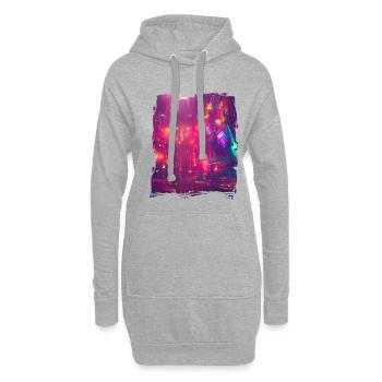 Cool Japanese World Japan Neon City - Hoodie-Kleid - Grau meliert - Vorne