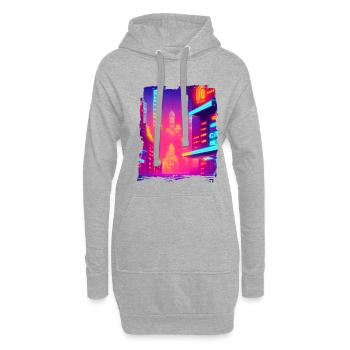 Cool Japanese World Japan Neon City - Hoodie-Kleid - Grau meliert - Vorne