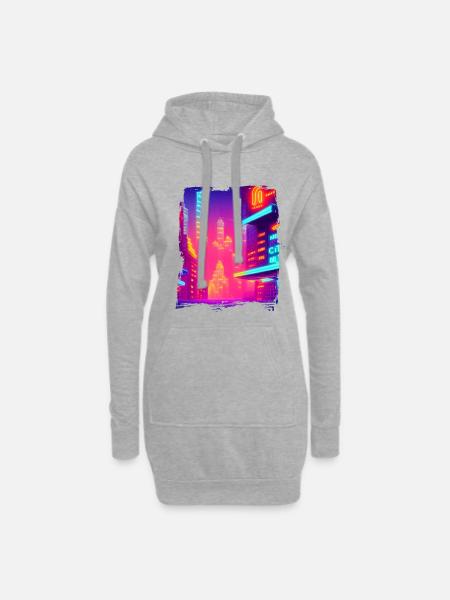 Cool Japanese World Japan Neon City - Hoodie-Kleid - Grau meliert