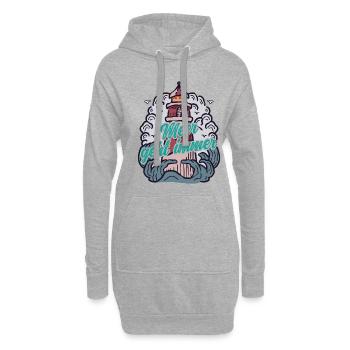 MEER GEHT IMMER Nordsee Spruch Geschenk Leuchtturm - Hoodie-Kleid - Grau meliert - Vorne