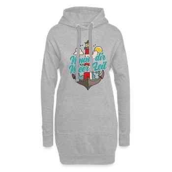 Nimm Dir Meer Zeit Nordsee Geschenk Leuchtturm - Hoodie-Kleid - Grau meliert - Vorne