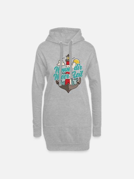 Nimm Dir Meer Zeit Nordsee Geschenk Leuchtturm - Hoodie-Kleid - Grau meliert
