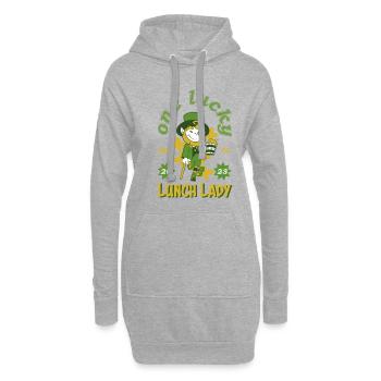 Irish Shamrock St Paddy's Day One Lucky Lunch Lady - Hoodie-Kleid - Grau meliert - Vorne