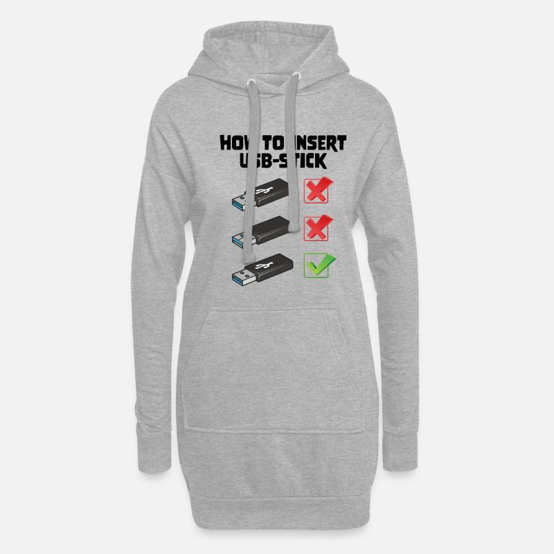 How To Insert USB Stick Funny Programmer Meme - Hoodie-Kleid - Grau meliert